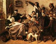 Jan Steen As the Old Sing.So Twitter the Young oil painting on canvas